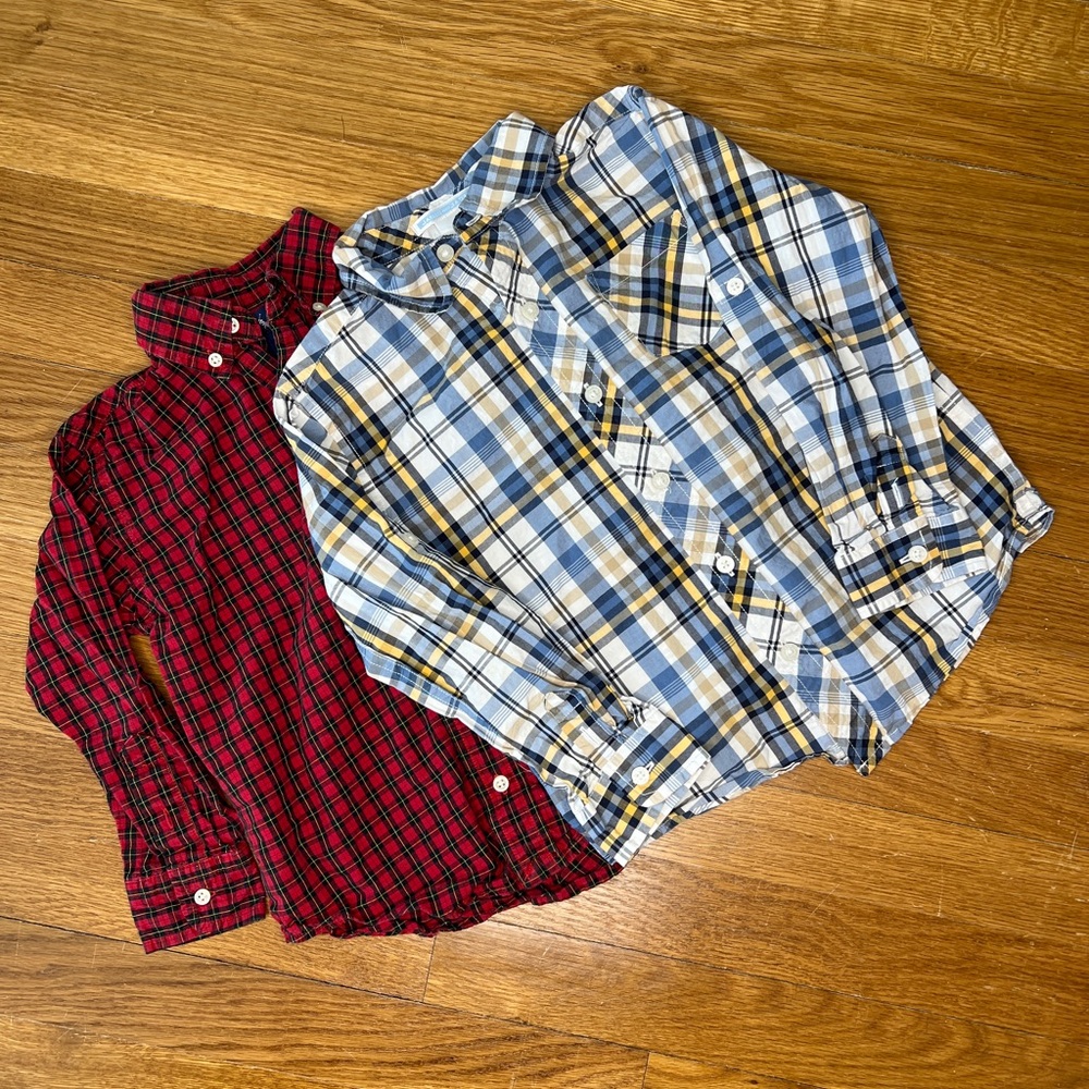 Ralph Lauren and Janie and Jack Plaid Button Down Bundle | size 4T
